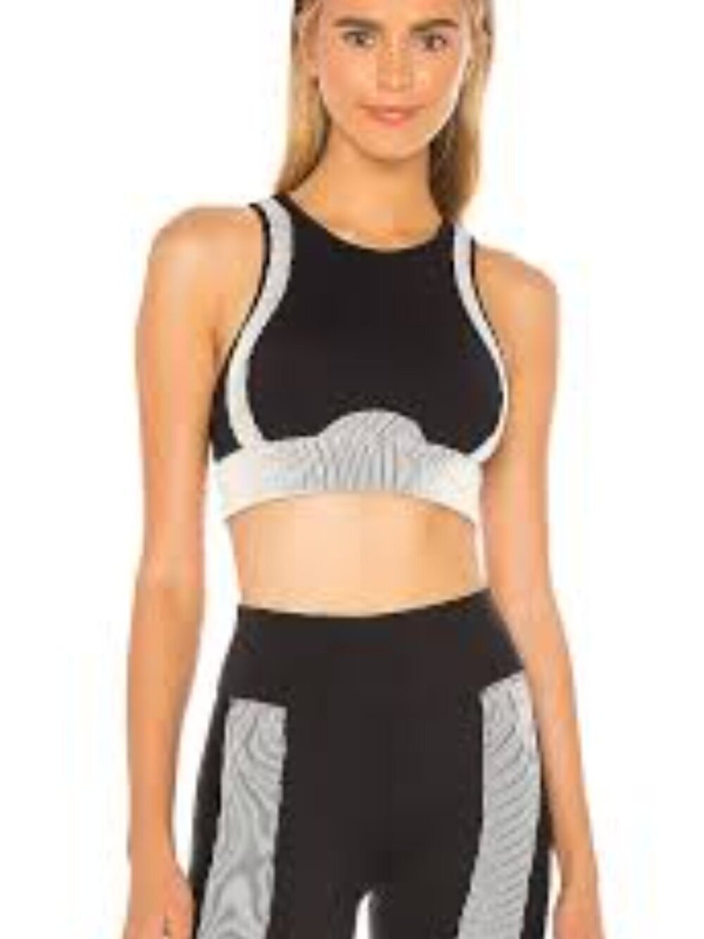 ALO Yoga Electric Sports Bra Black/White Size Small